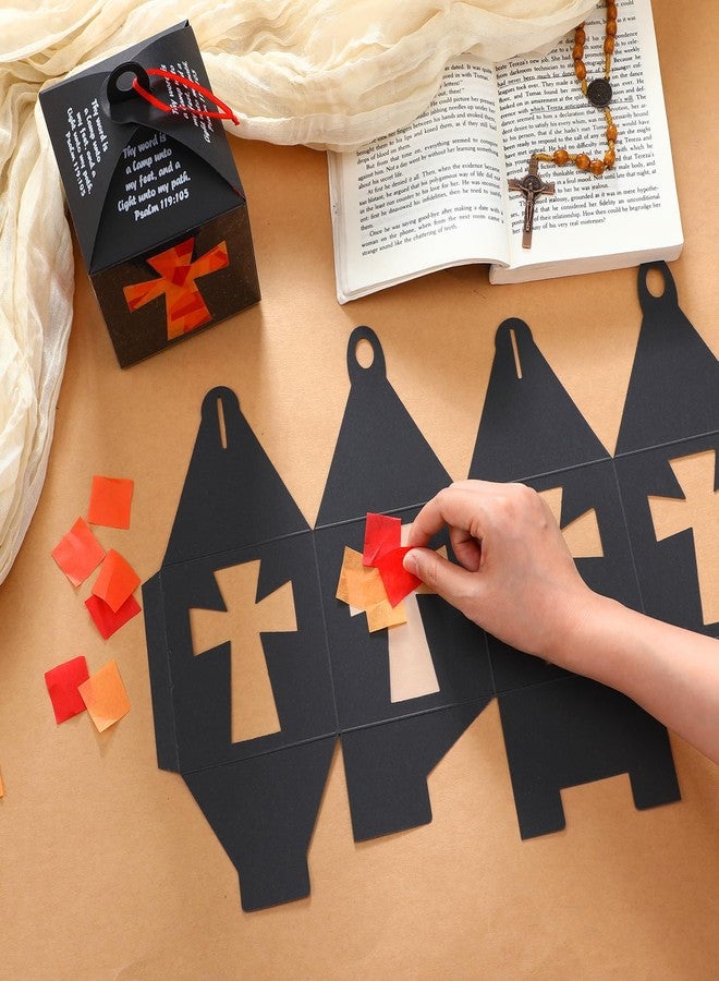 Yaomiao 16 Sets Religious Crafts Religious Cross Tissue Paper Lanterns Crafts Bulk Suncatcher Kits DIY Cross Ornaments Christian Tissue Paper Kits for Church Sunday School VBS Art Classroom Home - Image 4